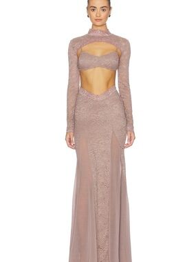 Revolve OW Collection Elegant Lace Cutout Maxi Dress in Mauve